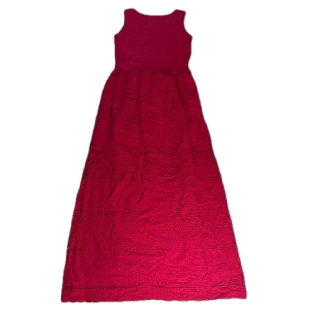 Isaac Mizrahi Red Maxi Dress  XS Eyelet Fully Lined Elastic at Waist NEW 54" - Picture 13 of 15